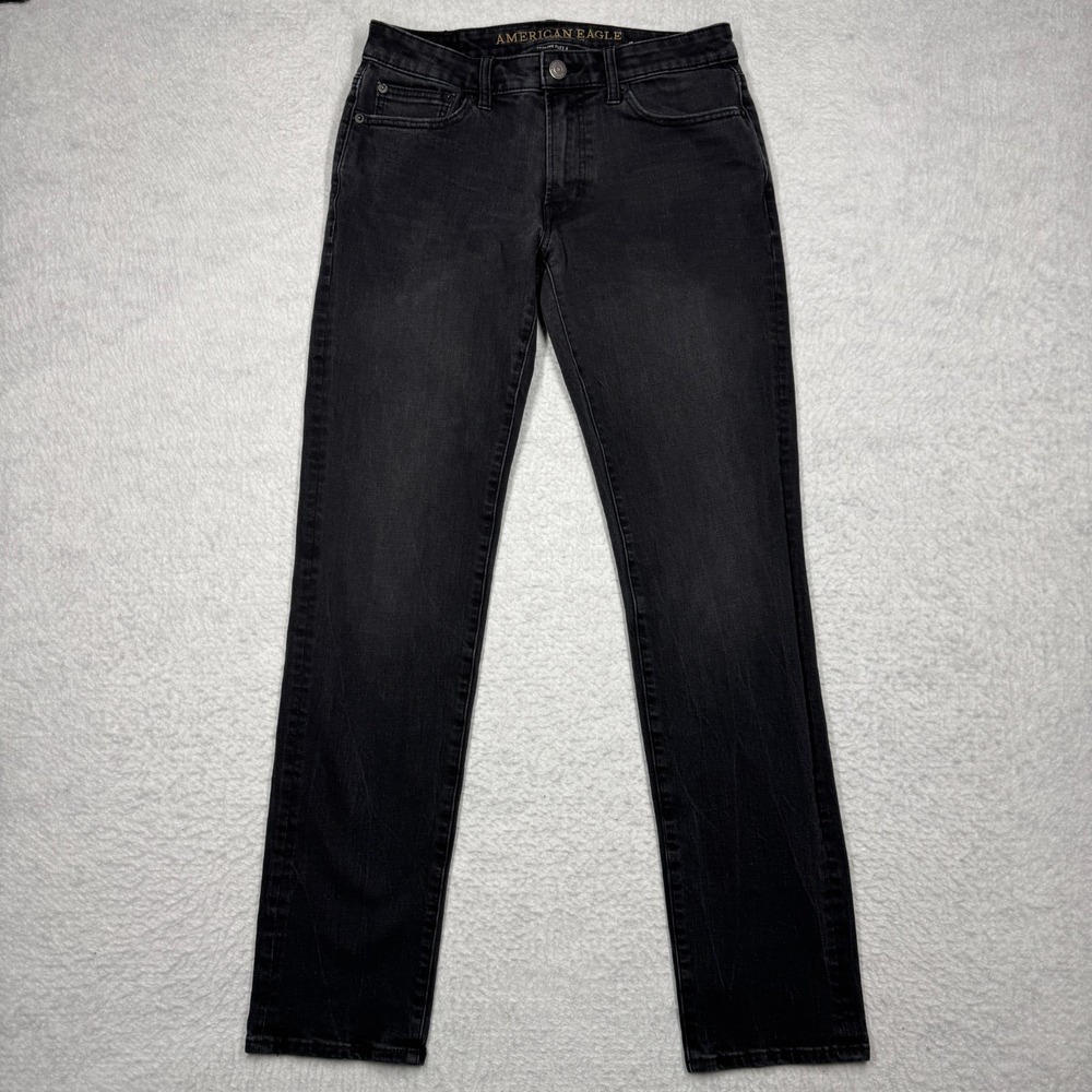 American Eagle Jeans Black Denim Slim Skinny Extreme Flex 4 Grunge Men's 30x34